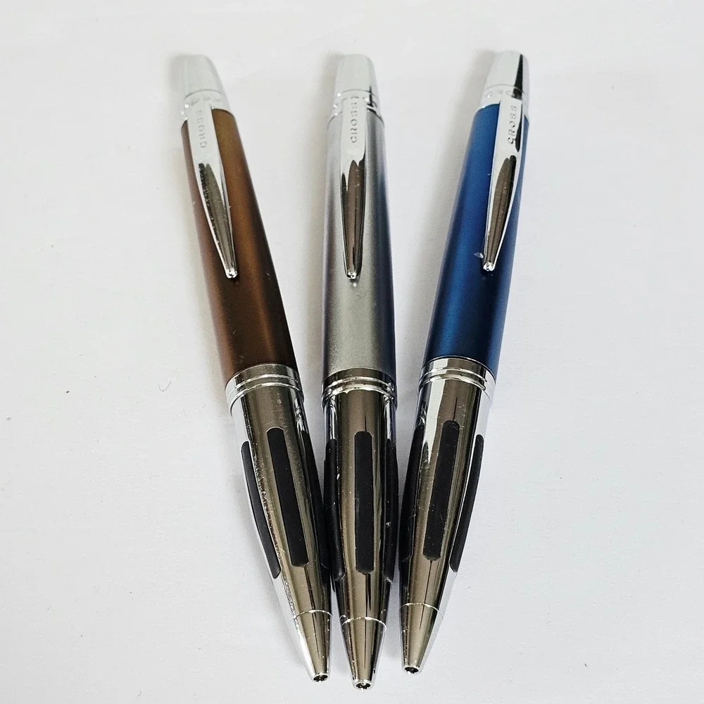 Vintage Cross ATX Ballpoint Pen Set 3 Metallic Blue Silver Bronze Ergonomic Grip